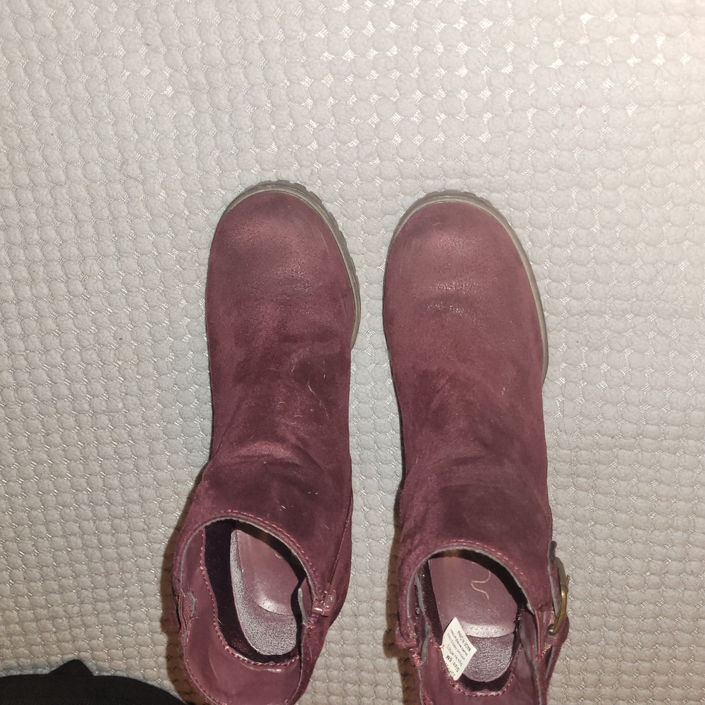 Burgundy Suede Ankle Boots